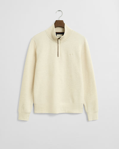 Gant Sacker Rib Half Zip Sweatshirt Cream
