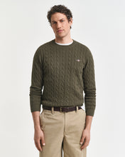 Load image into Gallery viewer, Gant Cotton Cable Knit Jumper Khaki Green