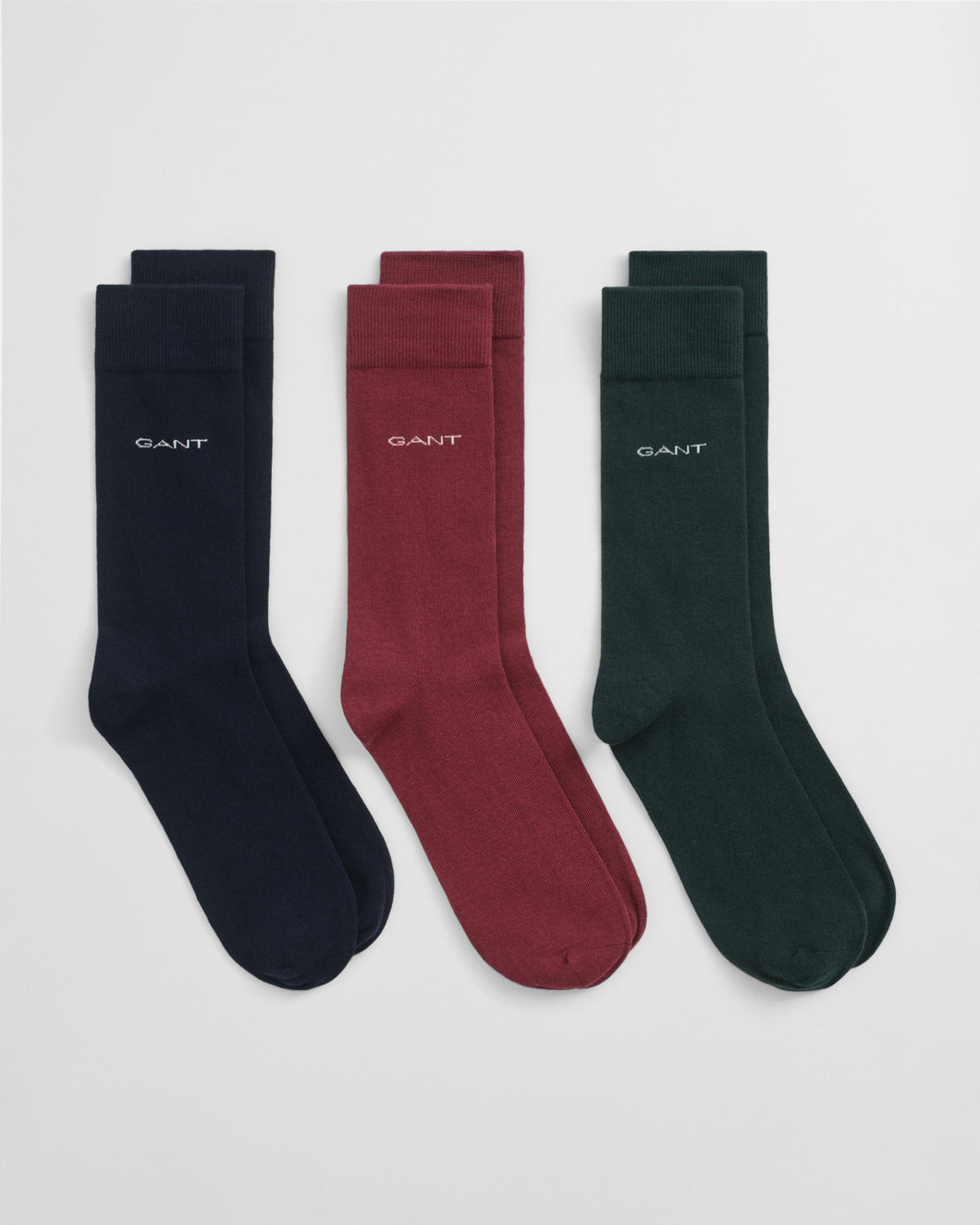 Gant 3 Pack Soft Cotton Plain Socks Tartan Green