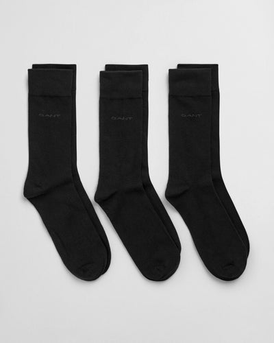 Gant 3 Pack Soft Cotton Plain Socks Black