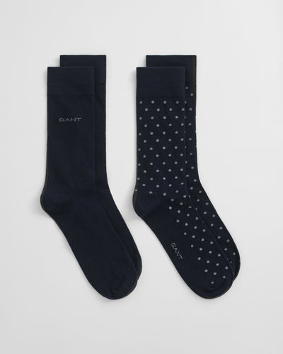 Gant Polka Dot and Solid Socks Navy