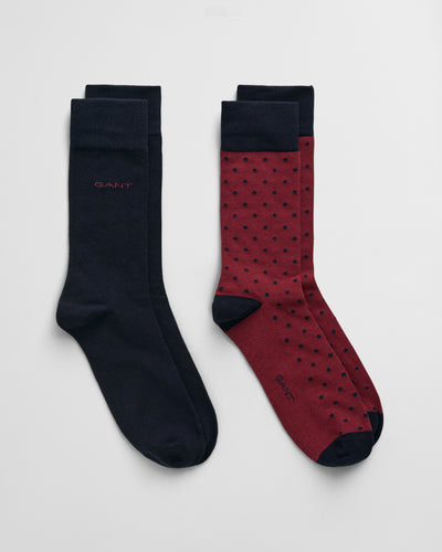 Gant 2 Pack Dot and Solid Socks Plumped Red