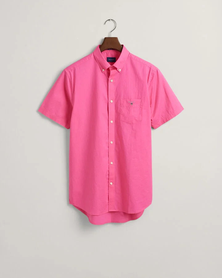 Mens pink short sales sleeve button up shirt