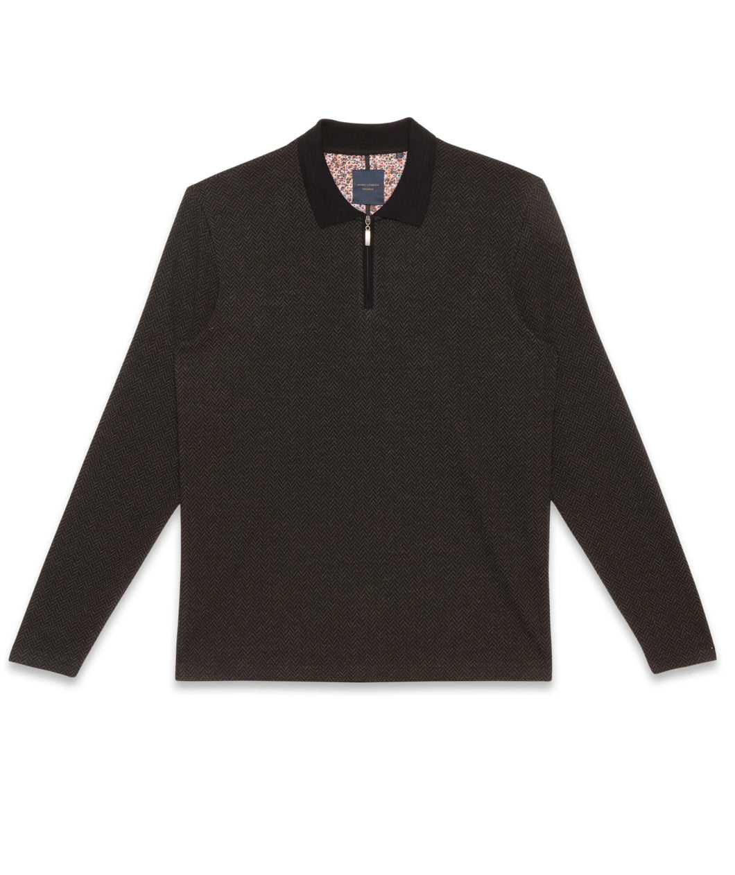 Guide London Herringbone Jersey Polo Top Charcoal