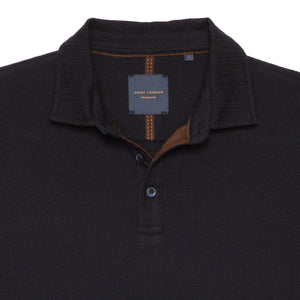 Guide London Textured Jersey Polo Top Navy