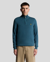 Load image into Gallery viewer, Lyle and Scott Cotton Merino Quarter Zip Knit Deep Water