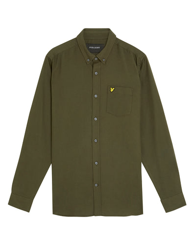 Lyle and Scott Plain Flannel Shirt Deep Depths