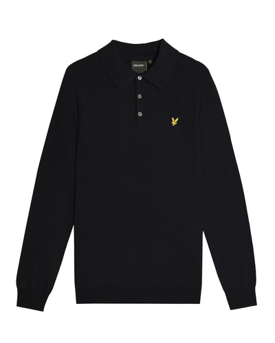 Lyle and Scott Cotton Merino Knit Polo Dark Navy