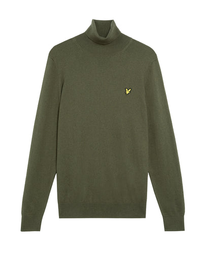 Lyle and Scott Cotton Merino Roll Neck Jumper Olive