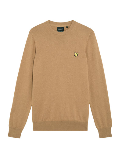 Lyle and Scott Cotton Merino Crew Neck Knit Tan