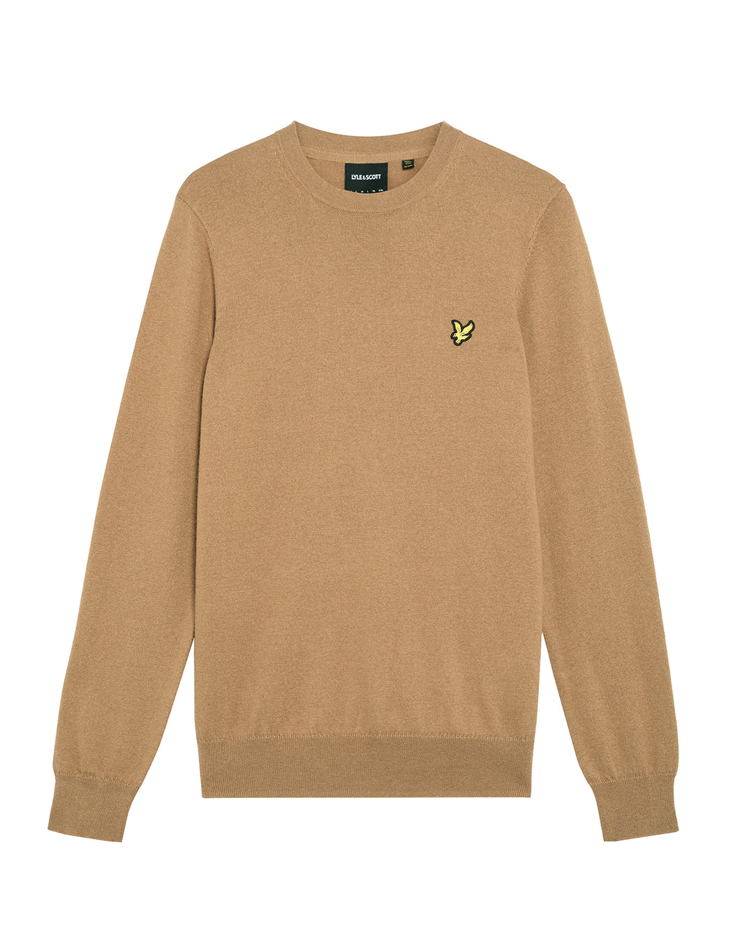 Lyle and Scott Cotton Merino Crew Neck Knit Tan