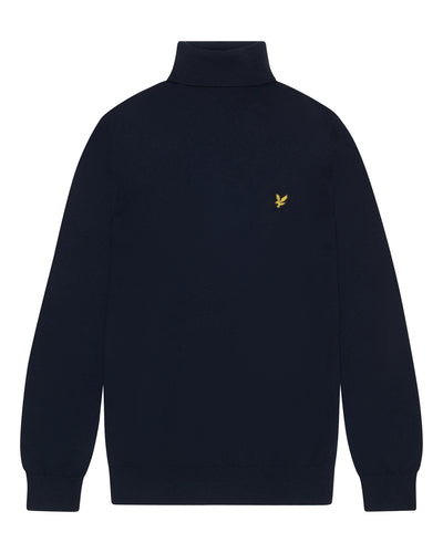Lyle and Scott Cotton Merino Roll Neck Jumper Navy