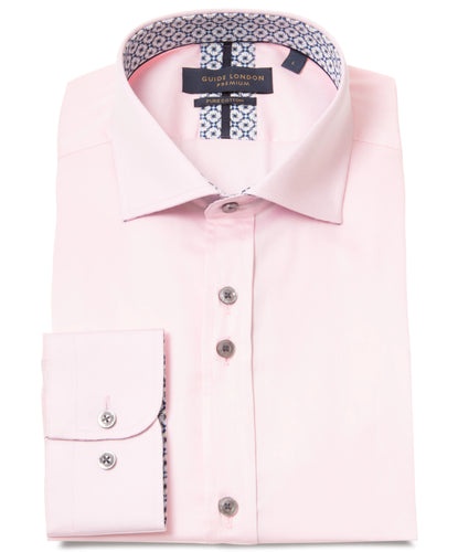 Guide London Print Trim Plain Shirt Pink