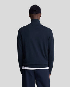 Lyle and Scott Cotton Merino Quarter Top Zip Navy