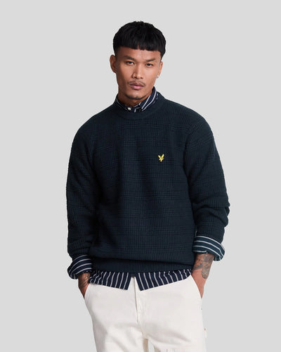 Lyle and Scott Waffle Knit Jumper Navy