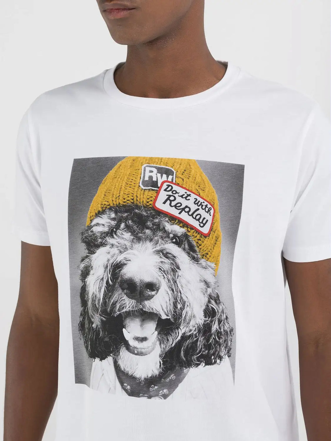 Replay Dog Beanie Graphic T-Shirt White