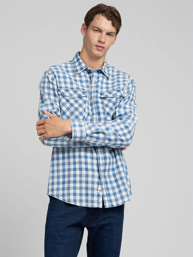Replay Indigo Check Shirt Blue