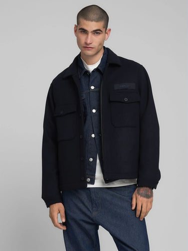 Replay Wool Blend Overshirt Navy