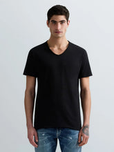 Load image into Gallery viewer, Replay Raw Edge V Neck T-Shirt Black