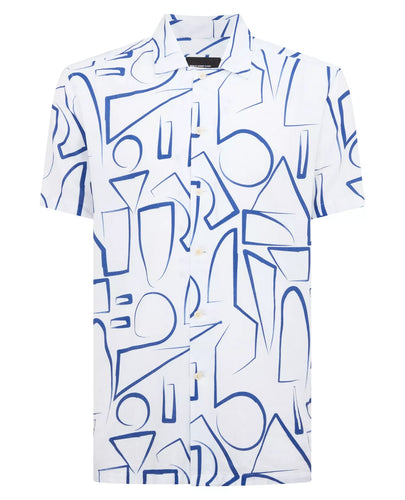 Remus Uomo Pattern Short Sleeve Shirt White