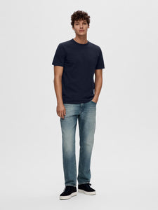 Selected Homme Textured T-Shirt Navy