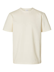 Selected Homme Textured T-Shirt Off White