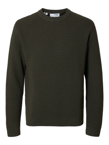 Selected Homme Theo Crew Neck Jumper Olive