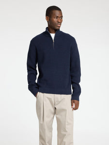 Selected Homme Theo 1/4 Zip Jumper Navy