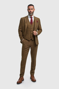 Cavani Thomas Herringbone Jacket Brown