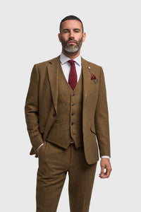 Cavani Thomas Herringbone Jacket Brown