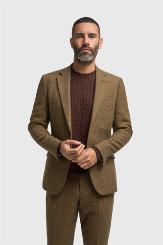 Cavani Thomas Herringbone Jacket Brown