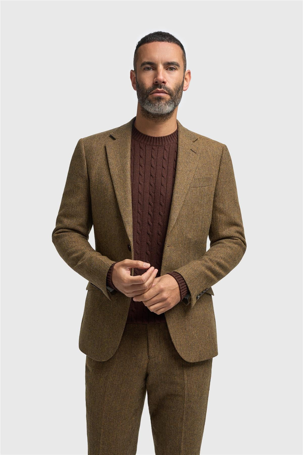 Cavani Thomas Herringbone Jacket Brown