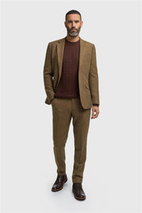 Cavani Thomas Herringbone Jacket Brown