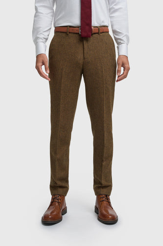 Cavani Thomas Herringbone Trouser Brown