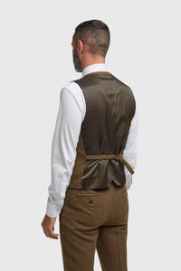 Cavani Thomas Herringbone Waistcoat Brown