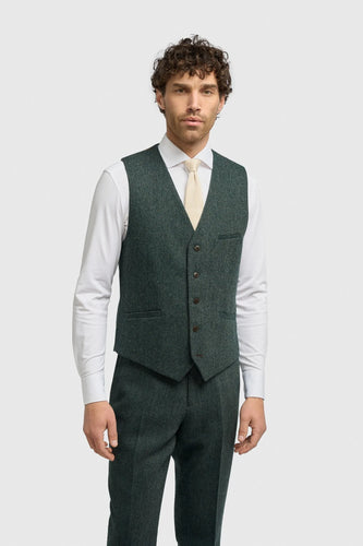 Cavani Thomas Herringbone Waistcoat Green