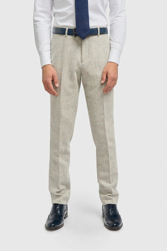 Cavani Thomas Herringbone Trouser Pearl Grey