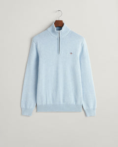 Gant Casual Cotton Half Zip Sweater Light Blue