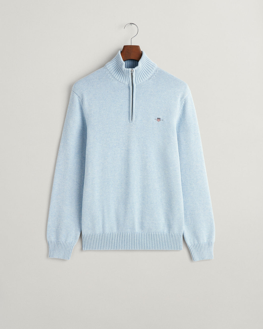 Gant Casual Cotton Half Zip Sweater Light Blue