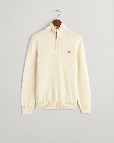 Gant Casual Cotton Half Zip Sweater Cream