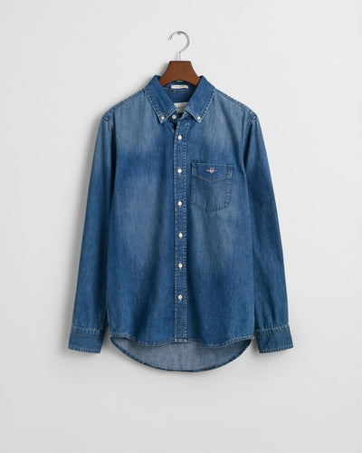 Gant Denim Shirt Mid Blue Worn