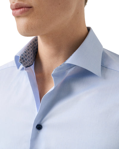Eton Medallion Effect Signature Twill Shirt Light Blue