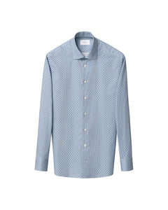 Eton Micro Floral Print Signature Twill Shirt Blue