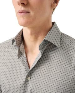 Eton Micro Floral Print Signature Twill Shirt Beige