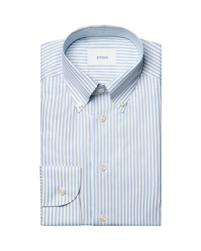 Eton Stripe Signature Oxford Shirt Light Blue