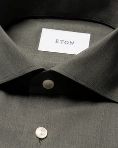 Eton Signature Flannel Shirt Green
