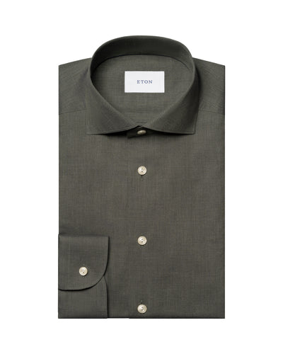 Eton Signature Flannel Shirt Green