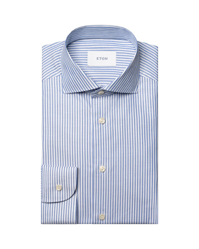 Eton Bengal Striped Signature Oxford Shirt Blue