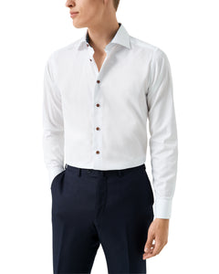 Eton Floral Effect Signature Twill Shirt White