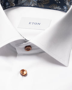 Eton Floral Effect Signature Twill Shirt White
